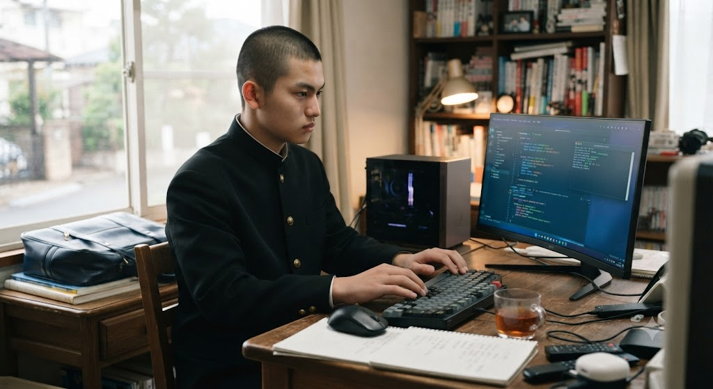 高校時代PC作業中イメージ