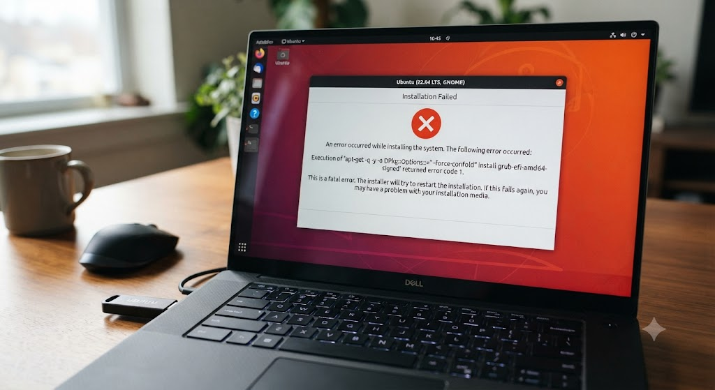 Linuxインストールエラーイメージ画面